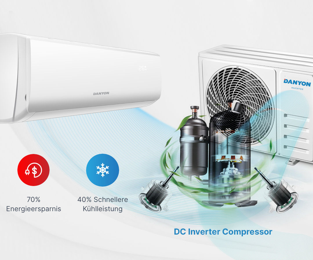 DANYON Split Klimaanlage 12000 BTU Inverter Klimagerät WLAN R32 3,4kW